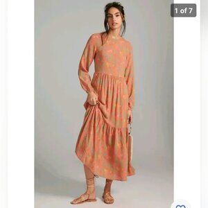 Anthropologie Bobo Choses Maxi Dress Cottagecore Whimsy Art To Wear Sz L NWT B33